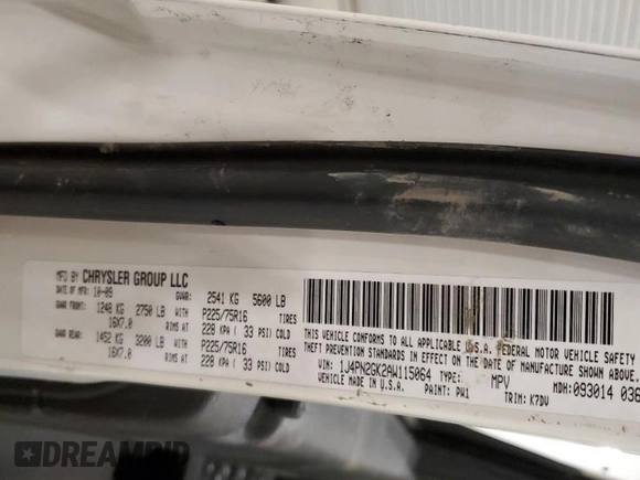 2010 Jeep Liberty Sport with VIN 1J4PN2GK2AW115064, listed as a Copart auction lot 57344645 with 114,275 mi miles and Salvage title. Bid and sale history available at DreamBid. Image 14.