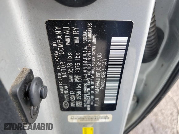 2013 Hyundai Equus Signature with VIN KMHGH4JH8DU058788, listed as a Copart auction lot 46627145 with 80,753 mi miles and Salvage Title. Bid and sale history available at DreamBid. Image 12.