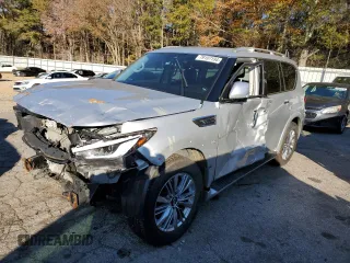 2020 Infiniti QX80 LUXE with VIN JN8AZ2NE0L9255374, listed as a Copart auction lot 79107194 with Not Provided miles and Salvage Title. Bid and sale history available at carsss.com. Image 1.