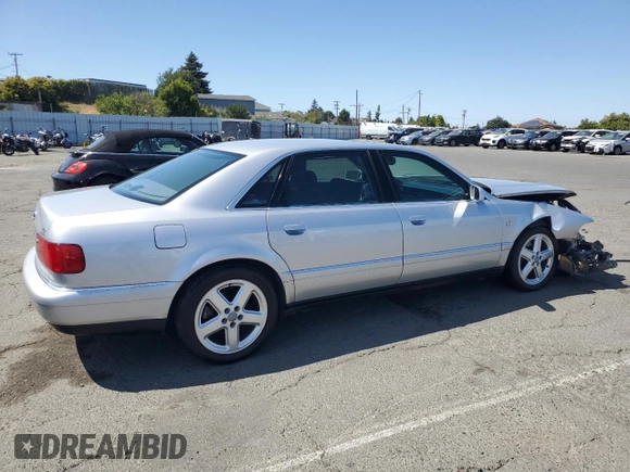2002 Audi A8 with VIN WAUML44D62N008295, listed as a Copart auction lot 61276095 with 232,635 mi miles and Salvage title. Bid and sale history available at DreamBid. Image 3.