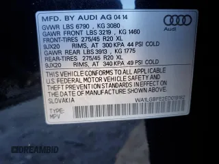 2014 Audi Q7 3.0T Premium Plus with VIN WA1LGBFE2ED019182, listed as a Copart auction lot 49526955 with 92,965 mi miles and Salvage Title. Bid and sale history available at carsss.com. Image 15.