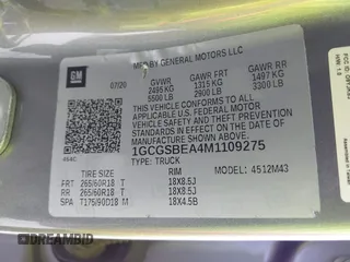 2021 Chevrolet Colorado 2WD Work Truck z VIN 1GCGSBEA4M1109275, wystawiony jako IAAI lot #41881866 z przebiegiem 62 077 mil mil oraz . Historia ofert i sprzedaży dostępna na DreamBid. Obrazek 9.