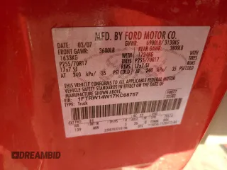 2007 Ford F-150 XLT with VIN 1FTRW14W17KC68757, listed as a Copart auction lot 43472665 with 222,107 mi miles and Salvage title. Bid and sale history available at DreamBid. Image 14.