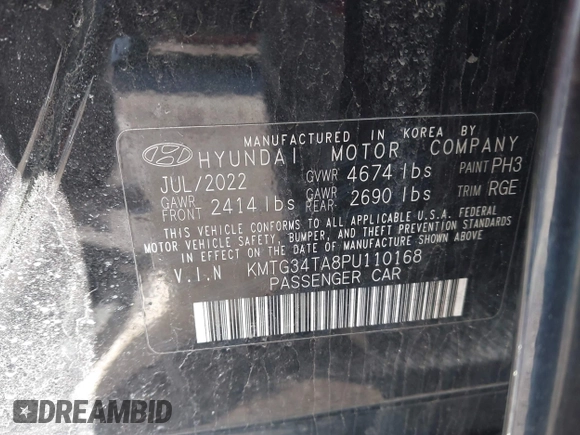 2023 Genesis G70 2.0T z VIN KMTG34TA8PU110168, wystawiony jako IAAI lot #41924246 z przebiegiem 117 927 mil mil oraz . Historia ofert i sprzedaży dostępna na DreamBid. Obrazek 9.