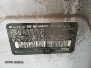 2023 Mitsubishi Mirage Black Edition with VIN ML32AWHJ6PH005269, listed as a Copart auction lot 53878975 with Not provided miles and Salvage title. Bid and sale history available at DreamBid. Image 12.