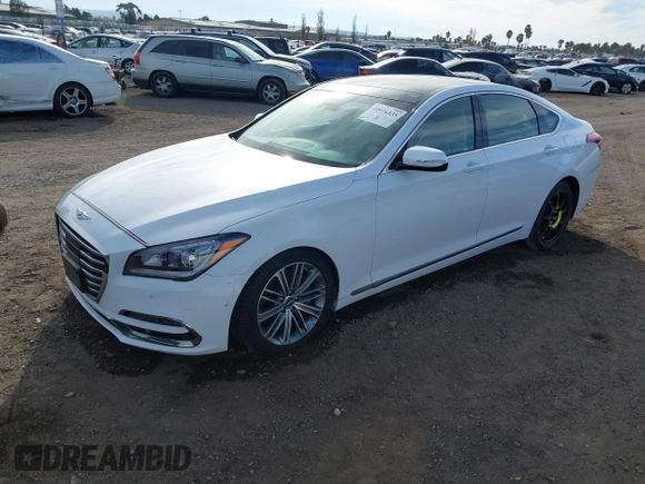 2018 Genesis G80 3.8L z VIN KMHGN4JE9JU216176, wystawiony jako IAAI lot #40976135 z przebiegiem 50 530 mil mil oraz . Historia ofert i sprzedaży dostępna na DreamBid. Obrazek 2.