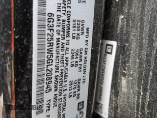 2016 Chevrolet SS z VIN 6G3F25RW5GL208945, wystawiony jako Copart lot #53879644 z przebiegiem Nie podano mil oraz Szkoda całkowita • Salvage title. Historia ofert i sprzedaży dostępna na DreamBid. Obrazek 12.