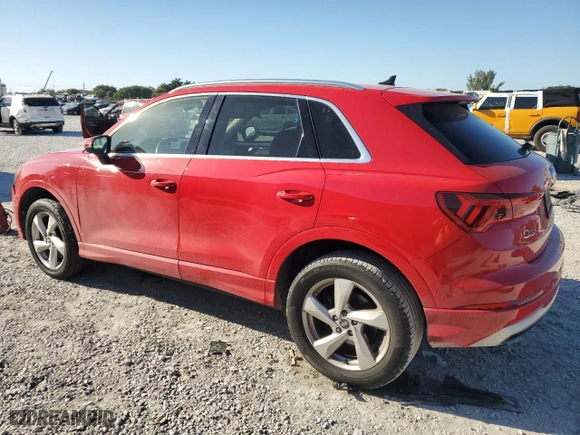 2021 Audi Q3 Premium with VIN WA1AUCF33M1062126, listed as a Copart auction lot 47980435 with 77,600 mi miles and Salvage Title. Bid and sale history available at carsss.com. Image 2.