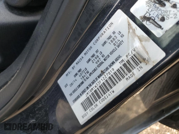 2015 Mazda 3 S Grand Touring с VIN JM1BM1W33F1227819, выставлен на аукционе Copart как лот 60707785 с пробегом Не указан миль и Списание • Salvage title. История ставок и продаж доступна на DreamBid. Изображение 12.