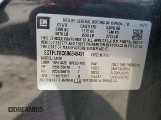 2011 GMC Terrain SLE-2 with VIN 2CTFLTEC6B6349491, listed as a Copart auction lot 53758005 with 216,190 mi miles and Salvage Title. Bid and sale history available at carsss.com. Image 13.