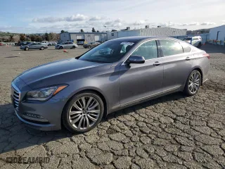 2015 Hyundai Genesis 5.0L with VIN KMHGN4JF0FU072937, listed as a Copart auction lot 47701725 with 57,081 mi miles and Salvage Title. Bid and sale history available at carsss.com. Image 1.