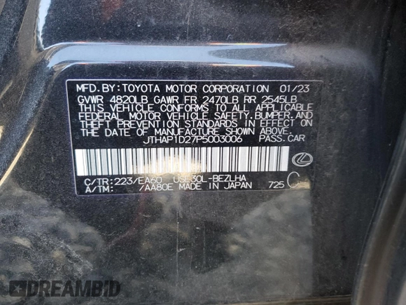 2023 Lexus IS 500 F Sport Performance с VIN JTHAP1D27P5003006, выставлен на аукционе Copart как лот 42683665 с пробегом Не указан миль и Чистый • Clean title. История ставок и продаж доступна на DreamBid. Изображение 12.