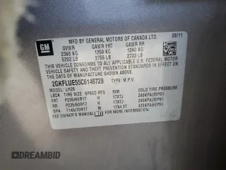 2012 GMC Terrain SLT-1 z VIN 2GKFLUE55C6146729, wystawiony jako Copart lot #89188025 z przebiegiem 184 951 mil mil oraz Nie do naprawy • Non repairable. Historia ofert i sprzedaży dostępna na DreamBid. Obrazek 12.
