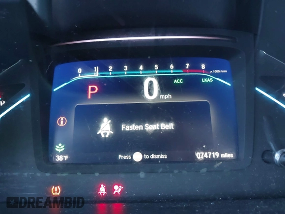 2019 Honda Odyssey EX with VIN 5FNRL6H50KB074265, listed as a IAAI auction lot 40964685 with 74,719 mi miles and . Bid and sale history available at DreamBid. Image 15.