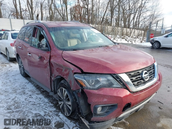 2017 Nissan Pathfinder SV with VIN 5N1DR2MMXHC904184, listed as a IAAI auction lot 41369202 with 85,427 mi miles. Bid and sale history available at carsss.com. Image 1.