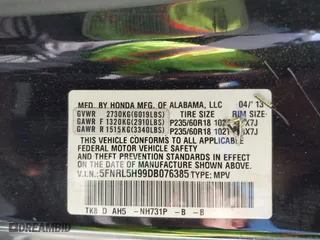 2013 Honda Odyssey Touring with VIN 5FNRL5H99DB076385, listed as a IAAI auction lot 41751504 with 233,875 mi miles. Bid and sale history available at carsss.com. Image 9.
