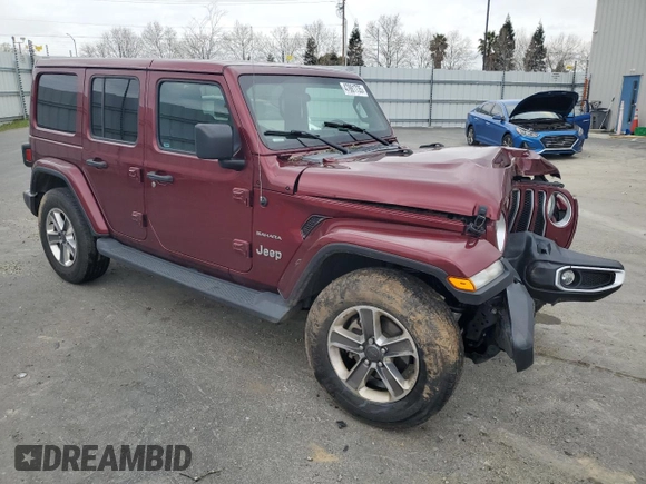 2021 Jeep Wrangler Unlimited Sahara with VIN 1C4HJXEN8MW613404, listed as a Copart auction lot 47881735 with 48,379 mi miles and Salvage title. Bid and sale history available at DreamBid. Image 4.