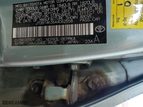 2010 Toyota Yaris with VIN JTDBT4K36A4062558, listed as a Copart auction lot 42320915 with 0 mi miles and Salvage Title. Bid and sale history available at carsss.com. Image 12.