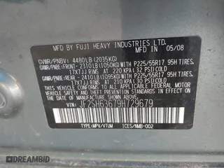 2009 Subaru Forester (Natl) X w/Premium Pkg with VIN JF2SH63679H729679, listed as a IAAI auction lot 41336177 with 193,705 mi miles. Bid and sale history available at carsss.com. Image 9.