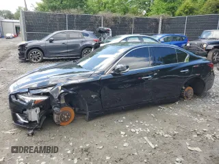 2020 Infiniti Q50 Luxe with VIN JN1EV7AR7LM250591, listed as a Copart auction lot 57057135 with 52,430 mi miles and Salvage title. Bid and sale history available at DreamBid. Image 1.