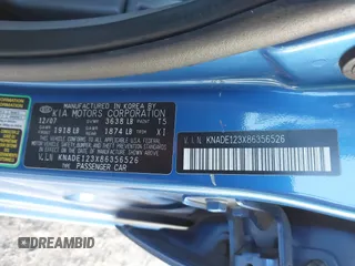 2008 Kia Rio LX with VIN KNADE123X86356526, listed as a IAAI auction lot 41649783 with 201,934 mi miles. Bid and sale history available at carsss.com. Image 9.