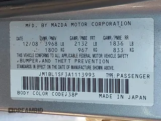 2010 Mazda 3 i SV with VIN JM1BL1SF3A1113993, listed as a IAAI auction lot 41901098 with 182,727 mi miles and . Bid and sale history available at DreamBid. Image 9.