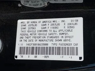 2008 Honda Accord EX-L z VIN 1HGCP36818A035886, wystawiony jako IAAI lot #42063672 z przebiegiem 172 953 mil mil oraz . Historia ofert i sprzedaży dostępna na DreamBid. Obrazek 9.