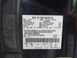2014 Ford F-150 XL z VIN 1FTFW1EF0EKF90675, wystawiony jako IAAI lot #41922739 z przebiegiem 195 276 mil mil oraz . Historia ofert i sprzedaży dostępna na DreamBid. Obrazek 9.