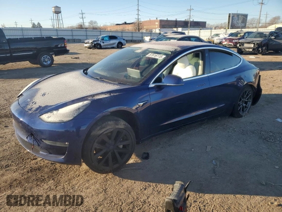 2018 Tesla Model 3 Long Range Battery with VIN 5YJ3E1EB9JF075202, listed as a Copart auction lot 87616115 with 76,881 mi miles and Salvage Title. Bid and sale history available at DreamBid. Image 1.