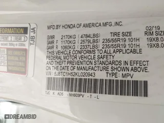 2019 Acura RDX w/Technology Pkg with VIN 5J8TC1H52KL020943, listed as a IAAI auction lot 41640742 with 49,904 mi miles. Bid and sale history available at carsss.com. Image 9.