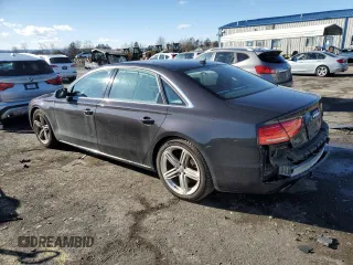 2012 Audi A8 with VIN WAURVAFD8CN004536, listed as a Copart auction lot 45173125 with 143,000 mi miles and Salvage title. Bid and sale history available at DreamBid. Image 2.