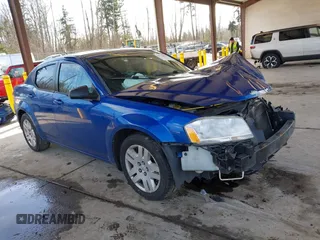 2013 Dodge Avenger SE with VIN 1C3CDZAB7DN702853, listed as a IAAI auction lot 41724956 with 1 mi miles. Bid and sale history available at carsss.com. Image 1.