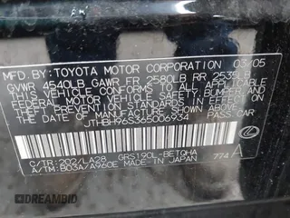 2006 Lexus GS 300 z VIN JTHBH96S365006934, wystawiony jako IAAI lot #42430200 z przebiegiem Nie podano mil oraz . Historia ofert i sprzedaży dostępna na DreamBid. Obrazek 9.