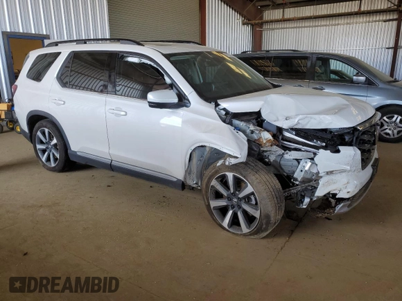 2025 Honda Pilot Elite with VIN 5FNYG1H86SB009451, listed as a Copart auction lot 47172145 with Not Provided miles and Salvage Title. Bid and sale history available at DreamBid. Image 4.