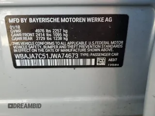 2018 BMW 5 Series 530i xDrive with VIN WBAJA7C51JWA74673, listed as a Copart auction lot 49479335 with 98,312 mi miles and Salvage Title. Bid and sale history available at carsss.com. Image 12.