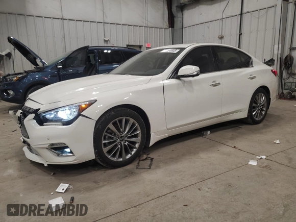 2022 Infiniti Q50 Luxe z VIN JN1EV7BR7NM340311, wystawiony jako Copart lot #53694445 z przebiegiem 12 308 mil mil oraz Szkoda całkowita • Salvage title. Historia ofert i sprzedaży dostępna na DreamBid. Obrazek 1.