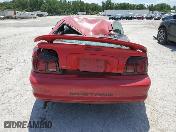 1997 Ford Mustang with VIN 1FALP4046VF167444, listed as a Copart auction lot 56124124 with 148,076 mi miles and Salvage Title. Bid and sale history available at carsss.com. Image 6.