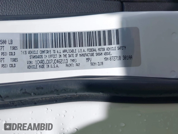 2018 Dodge Durango GT с VIN 1C4RDJDG7JC462113, выставлен на аукционе IAAI как лот 42553636 с пробегом 136 281 миль миль и . История ставок и продаж доступна на DreamBid. Изображение 9.
