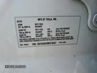 2022 Tesla Model Y Long Range z VIN 7SAYGAEE8NF378457, wystawiony jako Copart lot #56696905 z przebiegiem Nie podano mil oraz Czysty tytuł • Clean title. Historia ofert i sprzedaży dostępna na DreamBid. Obrazek 12.