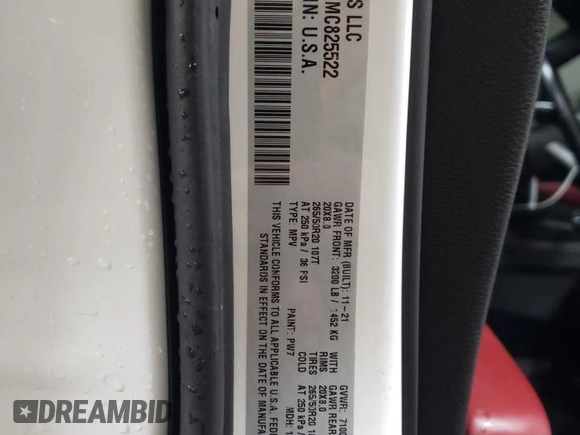 2021 Dodge Durango R/T with VIN 1C4SDJCT4MC825522, listed as a Copart auction lot 44381405 with 44,024 mi miles and Salvage title. Bid and sale history available at DreamBid. Image 15.