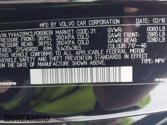 2018 Volvo XC90 Momentum z VIN YV4A22PK2J1369839, wystawiony jako IAAI lot #41075081 z przebiegiem 55 981 mil mil oraz . Historia ofert i sprzedaży dostępna na DreamBid. Obrazek 9.