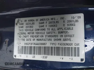 2010 Honda Accord EX z VIN 1HGCP2F76AA039987, wystawiony jako IAAI lot #42315669 z przebiegiem 327 709 mil mil oraz . Historia ofert i sprzedaży dostępna na DreamBid. Obrazek 9.