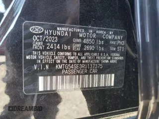2024 Genesis G70 Sport Advanced with VIN KMTG54SE3RU137375, listed as a Copart auction lot 73545274 with 1,702 mi miles and Salvage Title. Bid and sale history available at DreamBid. Image 13.