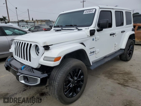2023 Jeep Wrangler Sahara with VIN 1C4JJXP63PW536694, listed as a Copart auction lot 63409845 with 32,560 mi miles and Salvage title. Bid and sale history available at DreamBid. Image 1.