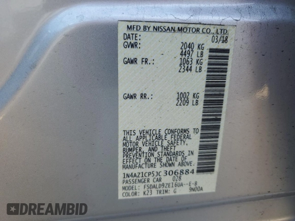 2018 Nissan LEAF S z VIN 1N4AZ1CP5JC306884, wystawiony jako Copart lot #46136825 z przebiegiem 30 423 mil mil oraz Szkoda całkowita • Salvage title. Historia ofert i sprzedaży dostępna na DreamBid. Obrazek 13.