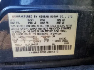 2004 Nissan Maxima SE with VIN 1N4BA41E34C884212, listed as a Copart auction lot 62488914 with 233,071 mi miles and Salvage Title. Bid and sale history available at carsss.com. Image 13.