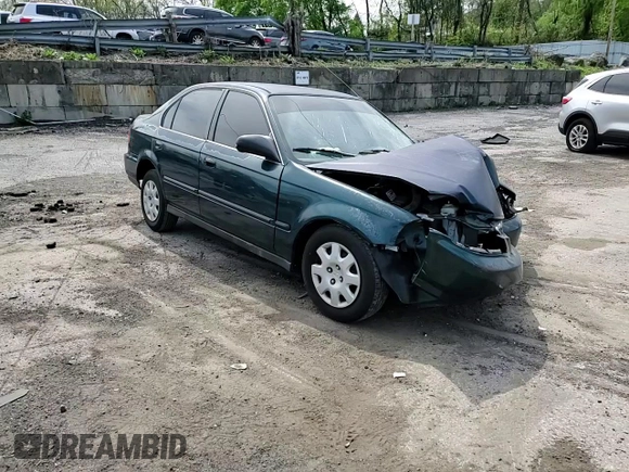 1998 Honda Civic LX with VIN 2HGEJ6675WH613506, listed as a Copart auction lot 54968535 with 196,756 mi miles and Salvage Title. Bid and sale history available at DreamBid. Image 13.