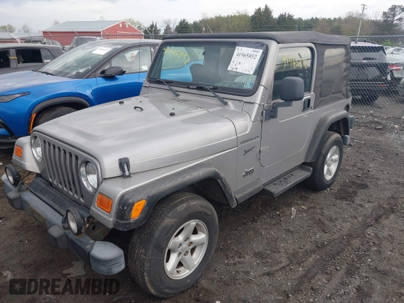 2002 Jeep Wrangler Sport with VIN 1J4FA49SX2P706691, listed as a IAAI auction lot 41965852 with 179,553 mi miles. Bid and sale history available at carsss.com. Image 2.