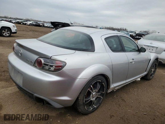 2004 Mazda RX-8 with VIN JM1FE17N240134176, listed as a Copart auction lot 53556025 with 97,818 mi miles and Clean Title. Bid and sale history available at carsss.com. Image 3.