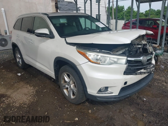 2015 Toyota Highlander Limited with VIN 5TDDKRFH5FS074839, listed as a IAAI auction lot 42280474 with 90,178 mi miles and . Bid and sale history available at DreamBid. Image 1.